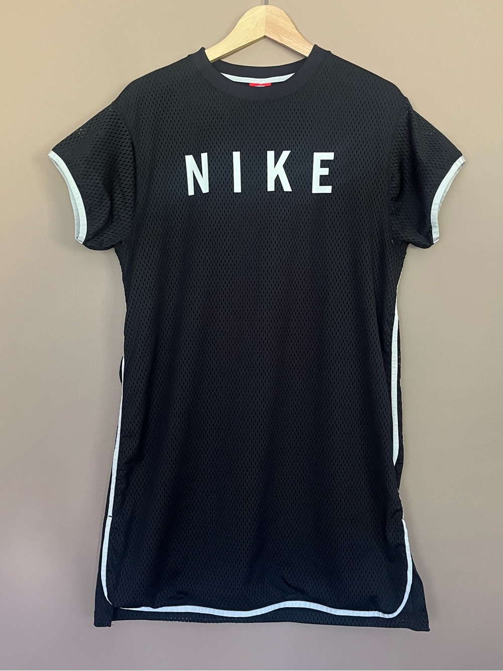 {Nike} Short Sleeve Jersey Mesh Dress in Black - Womens Small